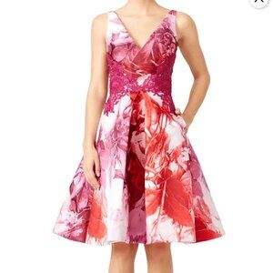 $595 Monique Lhuillier Dress Womens 4 Pink Floral Feminine Coquette Romantic